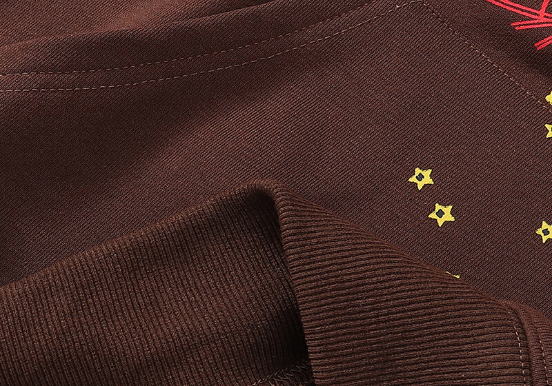 Sp5der 555555 Angel Number Hoodie – Brown Premium Streetwear Sweatshirt