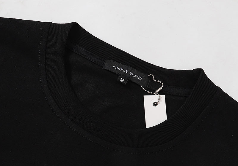 Purple Brand Pattern Print T-Shirt | Black & White