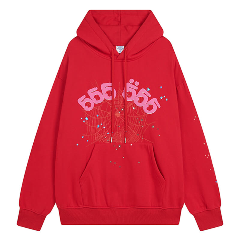 Sp5der 555555 Angel Number Hoodie – Red Premium Streetwear Sweatshirt