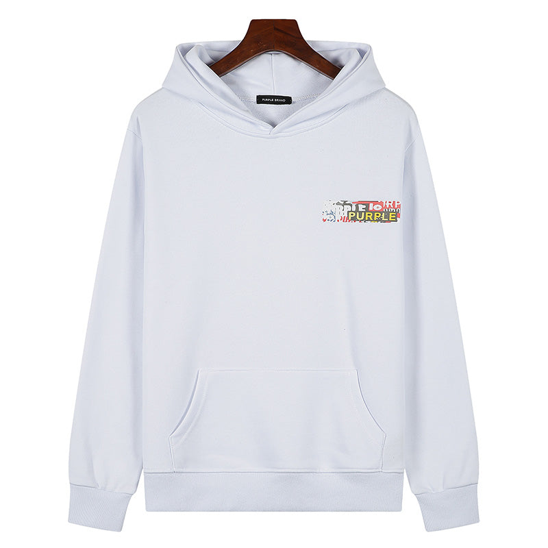 Purple Brand Logo Pattern Hoodie