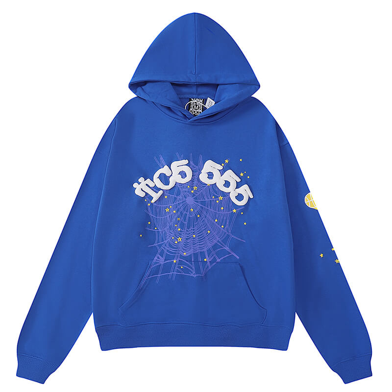 Sp5der TC5555 Spider Web Hoodie – Blue Premium Streetwear Sweatshirt